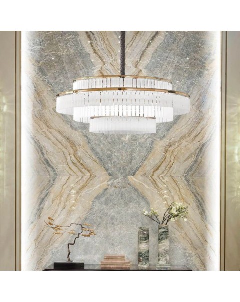 Light luxury living room crystal chandelier hotel lobby luxury box chandelier sample room frosted crystal restaurant chandelier