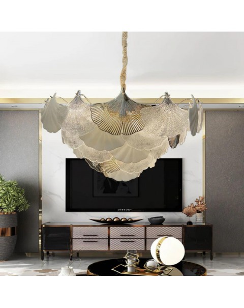 Light luxury master bedroom light cozy princess room light girl heart children's room villa ginkgo leaf high-grade living room chandelier