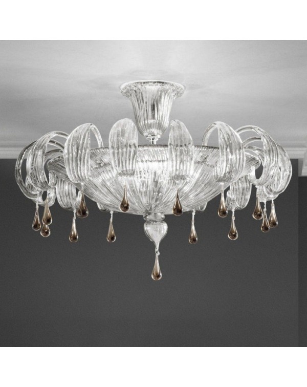 Light luxury French glass chandelier living room d...