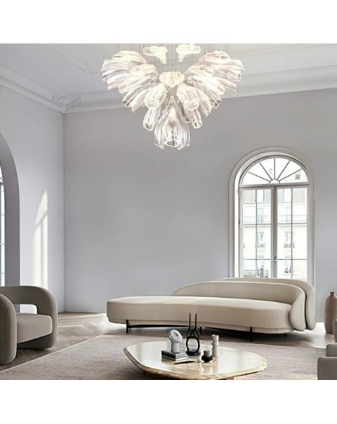 Light luxury living room villa petal chandelier designer loft duplex staircase hotel lobby picket restaurant glass light