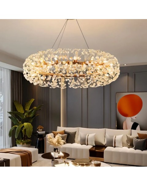 Living room lamp light luxury crystal chandelier simple modern atmosphere master bedroom 2024 new designer dandelion lamps and lanterns