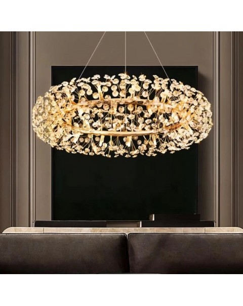 Living room lamp light luxury crystal chandelier simple modern atmosphere master bedroom 2024 new designer dandelion lamps and lanterns