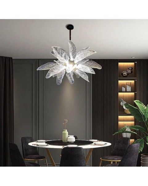 All copper living room light light luxury senior sense hall main light modern simple 2024 new leaf dining room island table chandelier