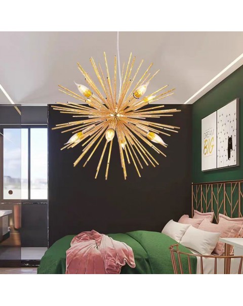 American simple ins living room gold dandelion LED chandelier Scandinavian fashion bedroom dining room retro iron lamps and lanterns