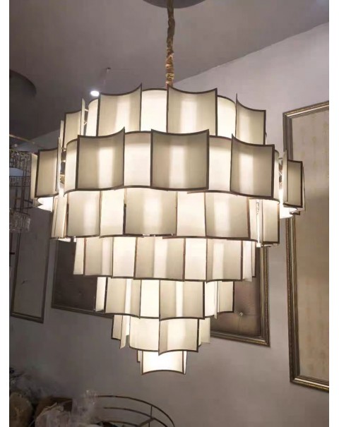 New Chinese style duplex fashion large chandelier Chinese style club luxury leaping villa hollow living room beauty salon lights