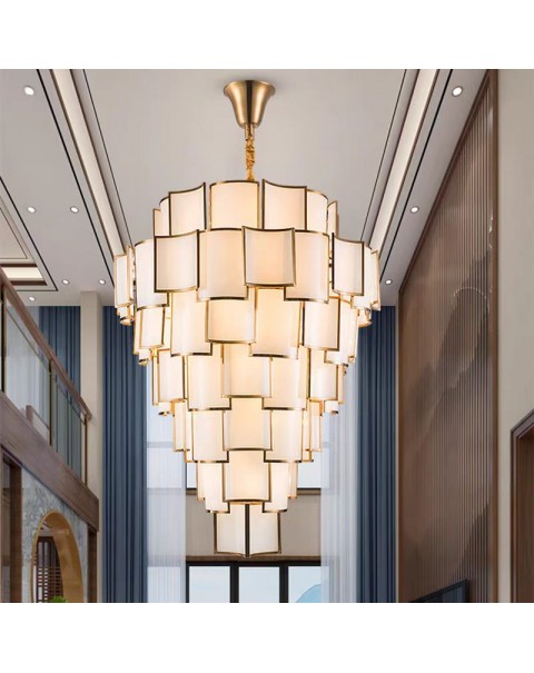 New Chinese style duplex fashion large chandelier Chinese style club luxury leaping villa hollow living room beauty salon lights