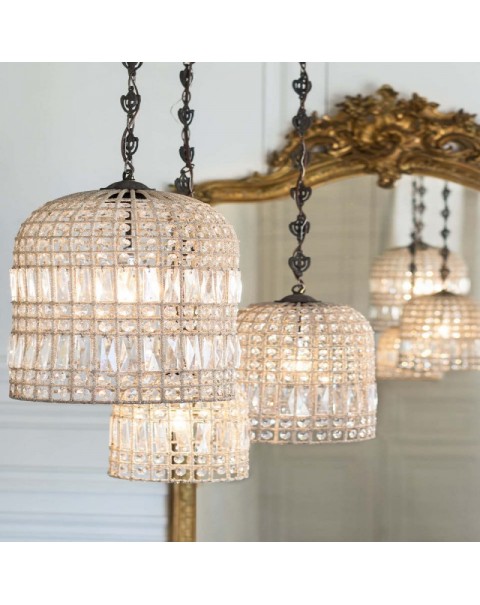 Birdcage chandelier French light luxury bedroom aisle entrance lamps and lanterns personalized creative modeling balcony checkroom crystal lamps