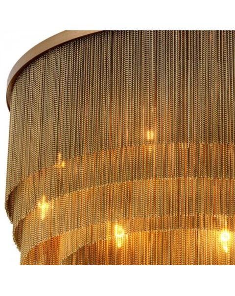 Post-modern light retro aluminum chain chandelier non-standard custom villa hotel living room restaurant chain store tassel lamps and lanterns