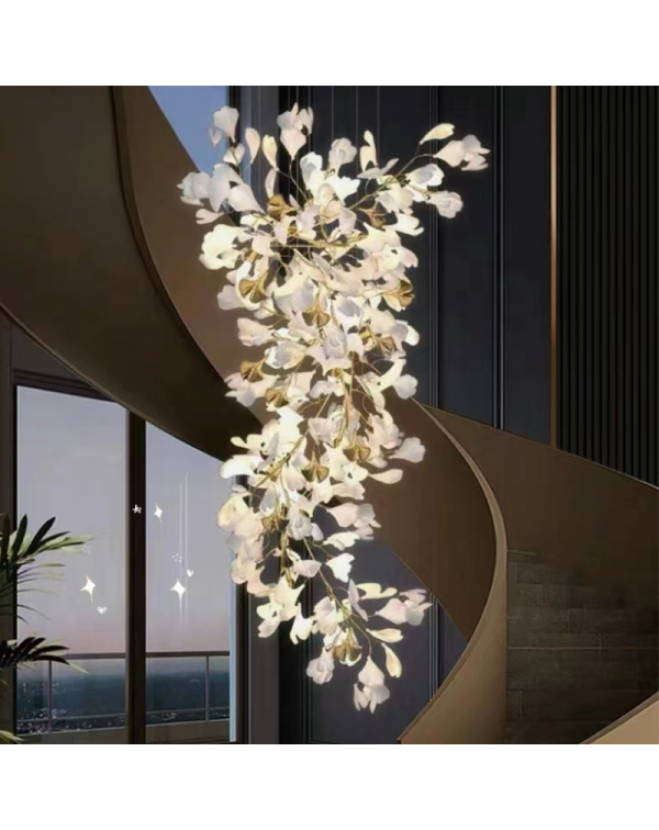 Duplex large chandelier loft staircase light light...